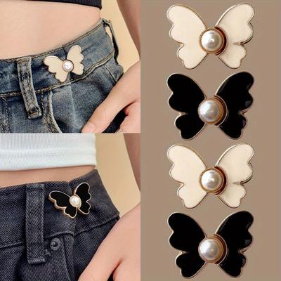 Schmetterling Jeansknopf Verstellbare Clips für Hose Röcke Taillenverenger Schnalle Druckknopf Versteller Hosenstift Einziehbarer Knopf