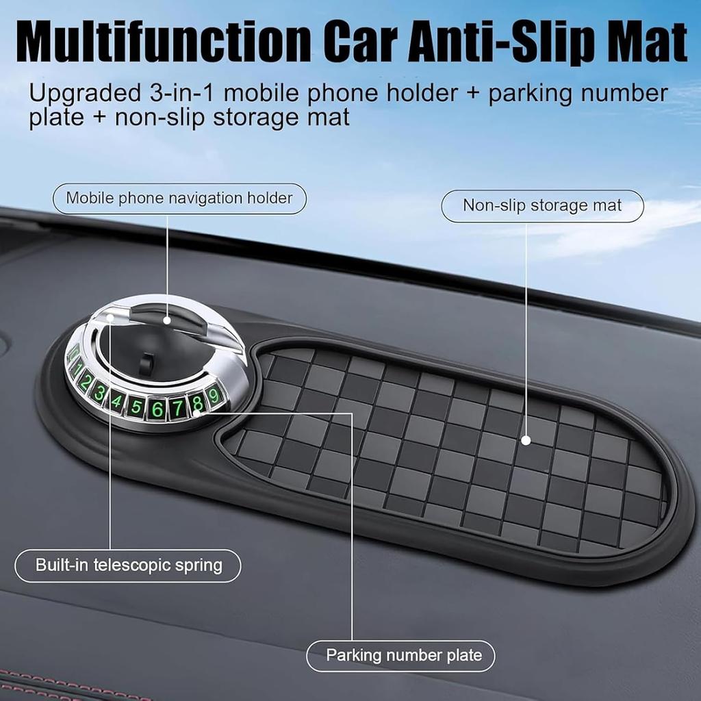 Multifunction Car Anti-Slip Mat, 2025 New Rotatable Anti Skid Car Dashboard Pad,Auto Phone Holder-Universal Non-Slip Car Mat, With Temporary Parking