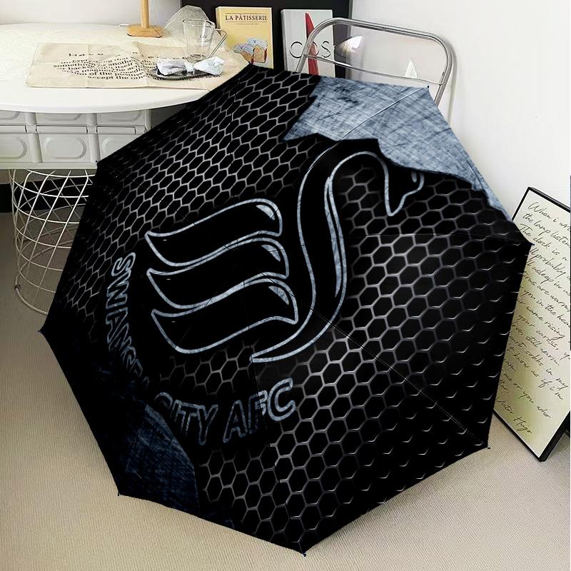 Swansea City Crest Automatic Folding Umbrella - 8-Rib Travel Umbrella with Auto Open/Close & Portable Gifts for Holidays or Birthdays