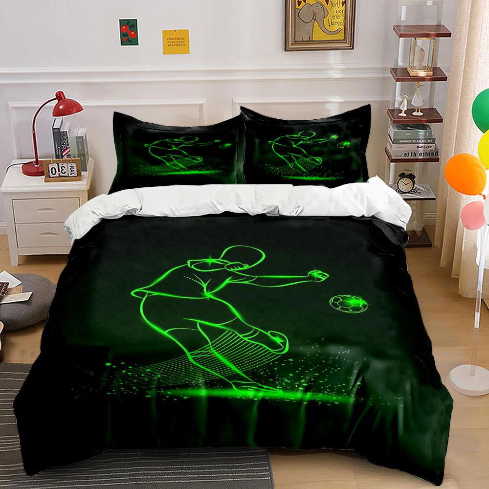 

Glowing soccer player silhouette. Bedding sets Duvet cover sets Duvet covers Pillowcases(1 * Duvet Cover 2 * Pillowcases, without duvet insert) 135x200cm
