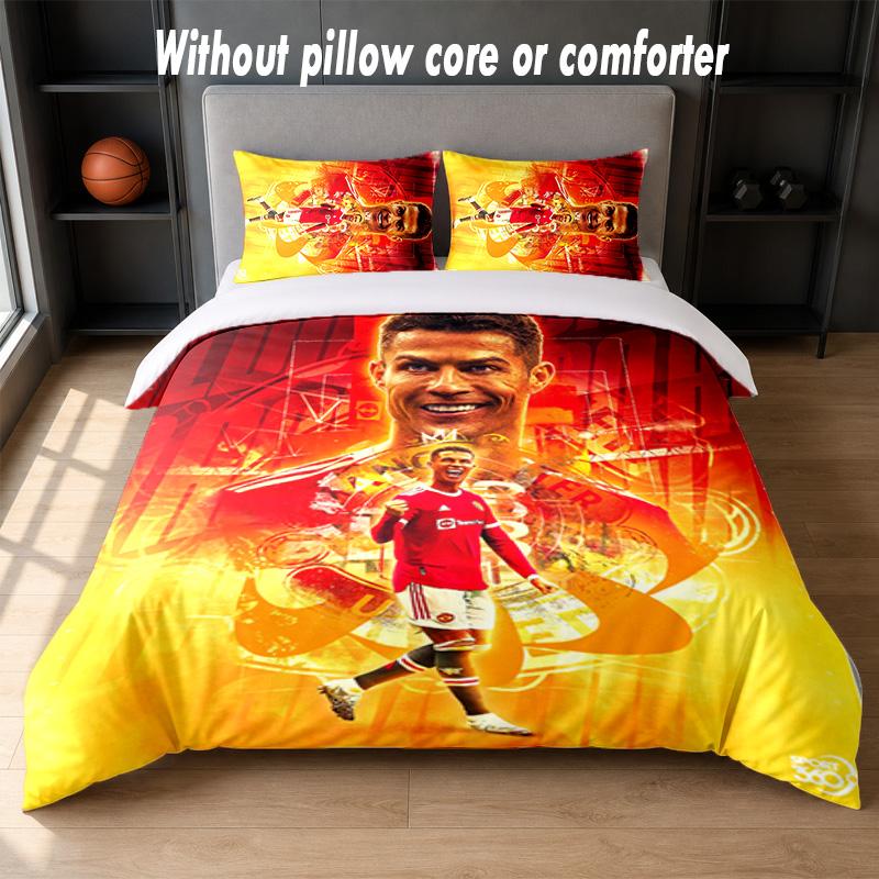 Cristiano Ronaldo Design Bed Bedding Set 1 Duvet Cover + 2 Pillowcases Soft Breathable Household Bed Linens