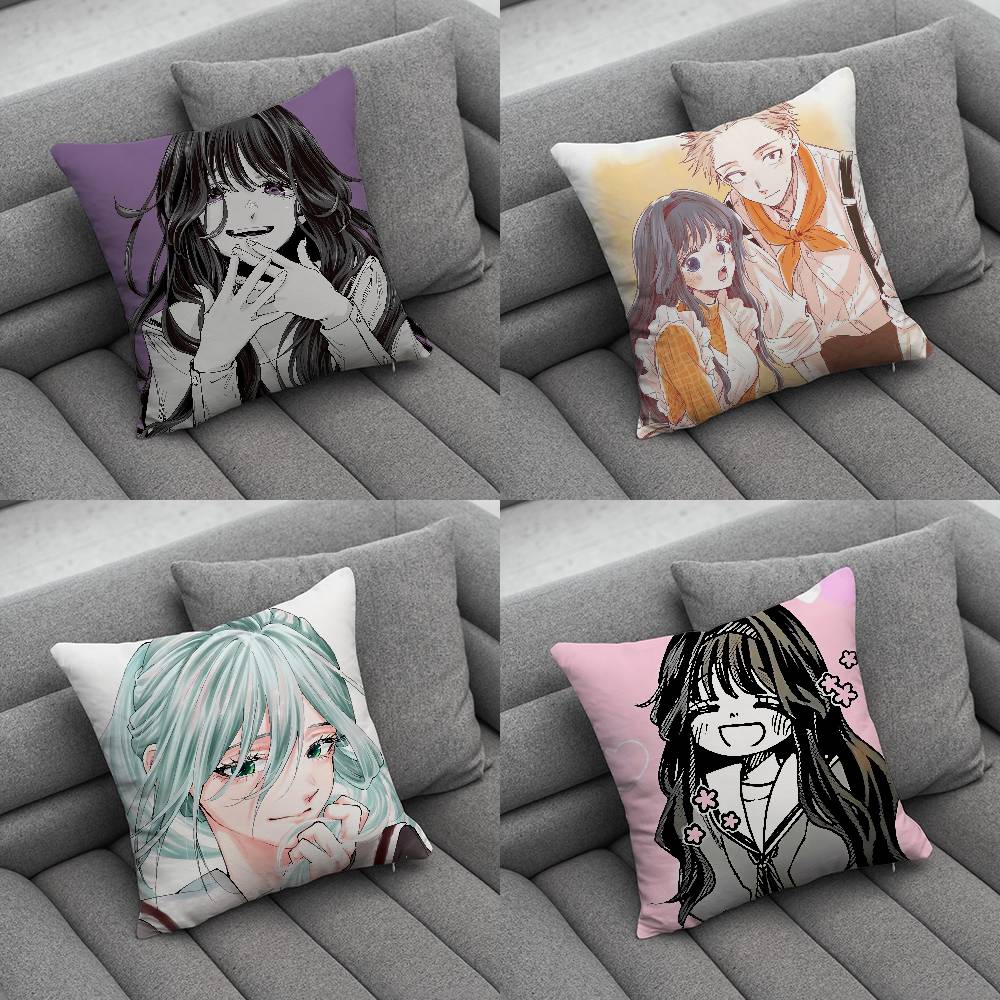 Kaoru HHana Comics Wa Rin To Saku Pillow Case For Home Bedroom Car Office Decoration Living Room Sofa Cushion Cover Suitable