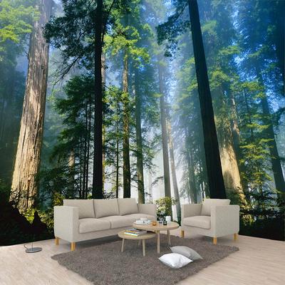 3D-Wandbilder, Natur, Nebel, hoch aufragende Bäume, Wald, Tapete, Sonnenschein, Fotowand, Wohnzimmer-Wandbild