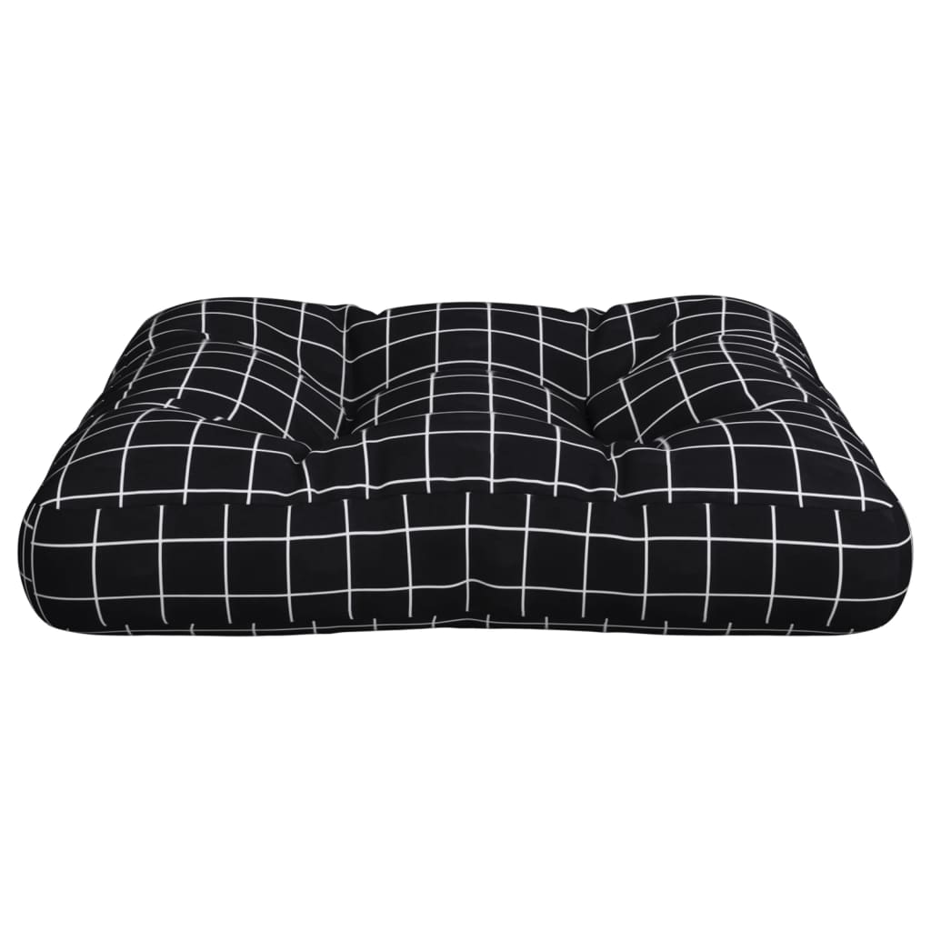 Pallet Cushion Black Checkered Pattern 60 X 60 X 12 Cm Fabric
