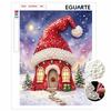 Christmas Santa Hat House Frameless Pearl Painting Kit Winter Holiday Festive DIY Sparkling Bead Canvas Aesthetic Home Wall Decor Art Project