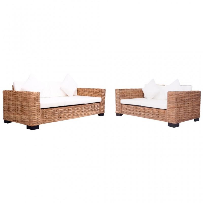 Day and Night - Day and Night Garden Sofa Set with Cushions 2 Pieces Natural Rattan