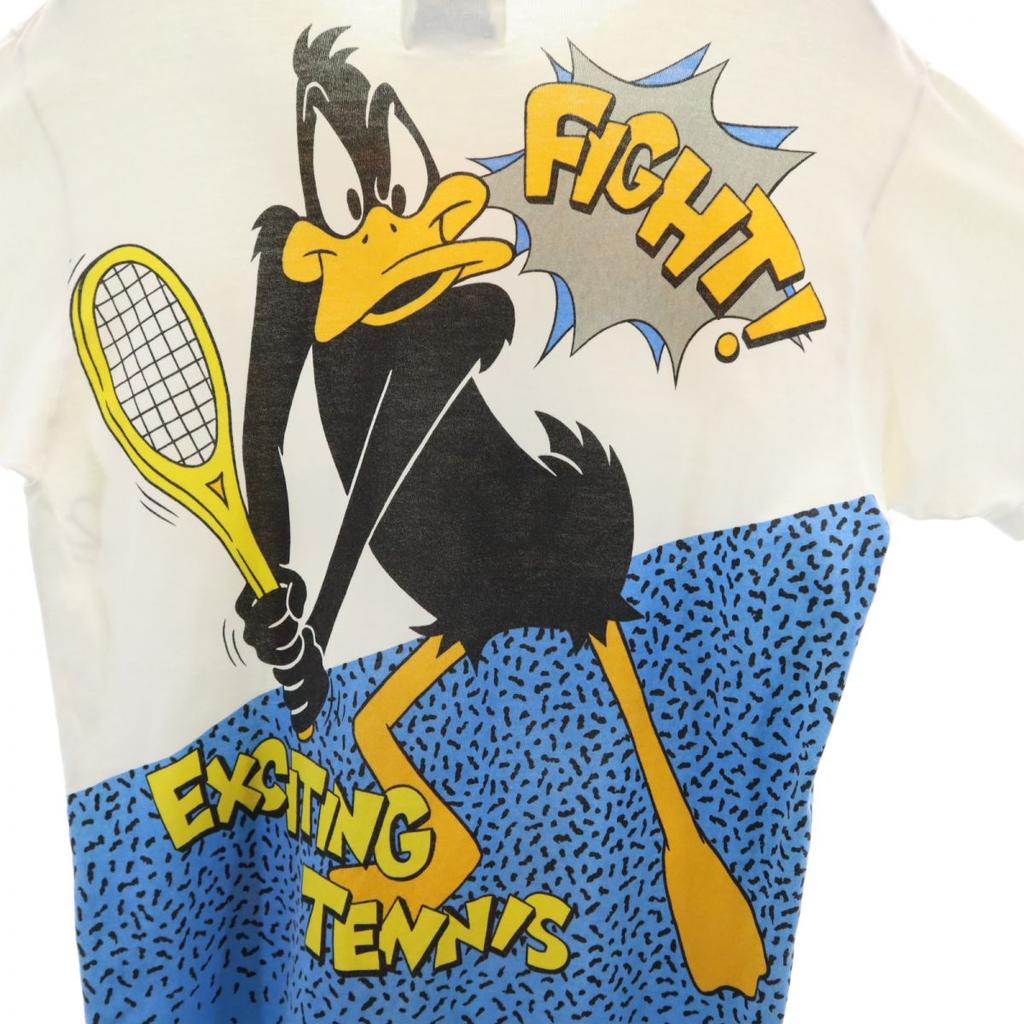 LOONEY TUNES 90s Old Bugs Bunny print Short sleeve T-shirt white tennis Men's Used