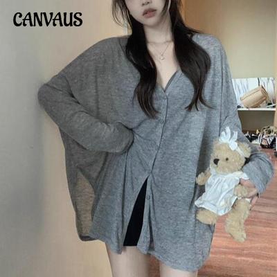 Damen-Sweatshirt in Übergröße, lässig, mit V-Ausschnitt, Sonnenhemd, schick, locker, Strickjacke