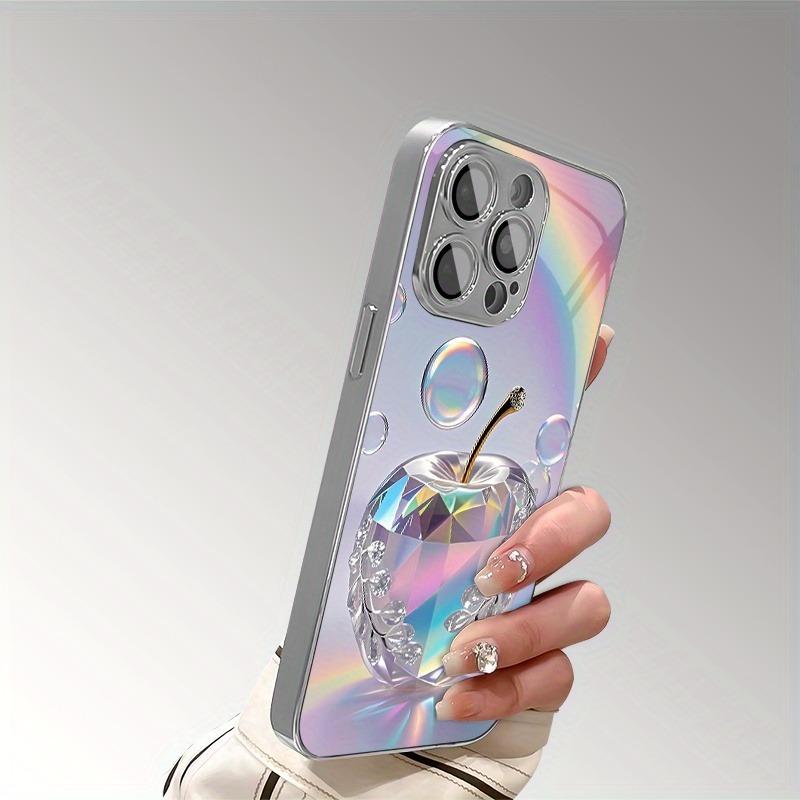Rainbow Crystal For Apple Pattern Glass Electroplated Phone Case For iPhone 11 12 13 14 15 16 17 Pro Max Plus 16E 17 Air Cover