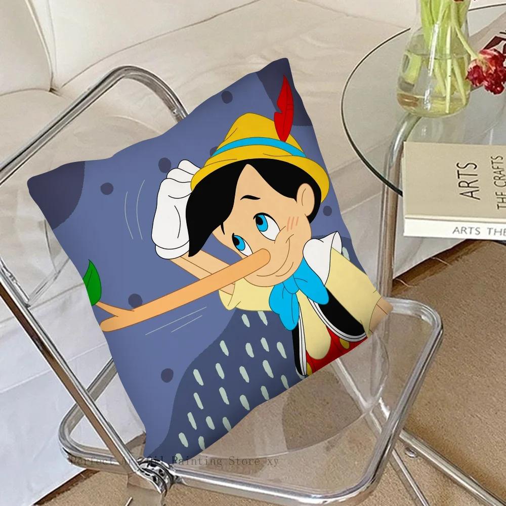 Classic Fairy Tale P-Pinocchio Animation Pillow Case Square Pillow Bedroom Sofa Leisure Comfort LivingRoom Home Decoration 40X40