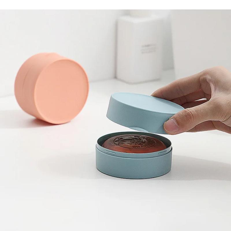 Runde Reiseseifenbox, tragbare Seifenschalen, Tablett mit Deckel, wasserdicht, versiegelter Seifenbehälter für Badezimmer, Dusche, Badezimmer-Gadgets