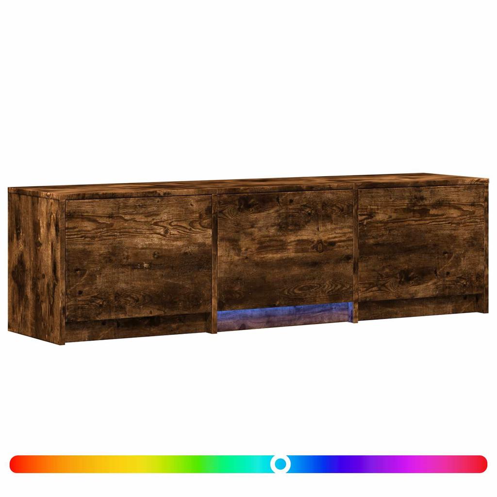 TV Stand with LED Lighting Smoked Oak Finish 140 x 34 x 40 cm
