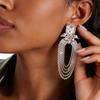Elegant Silver Needle Diamond Tassel Water Drop Stud Earrings – Luxury, Fashionable Ear Ornaments for Women