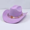 Metallic Belt Jazz Woolen Fedora Hat, Autumn and Winter Wide-Brimmed Felt Hat, Popular for British Travel and Evening Parties, Cowboy Hat