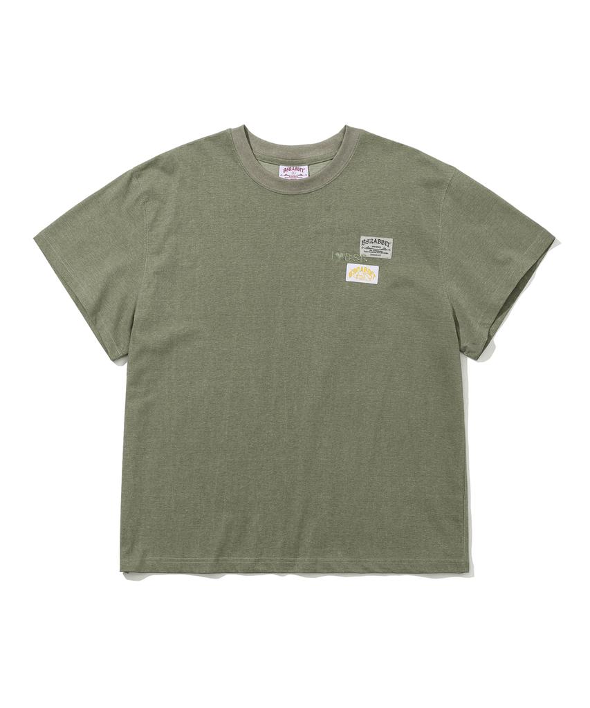 Bieseulaebis Low Edge Logo Patch Short Sleeve T-Shirt Khaki