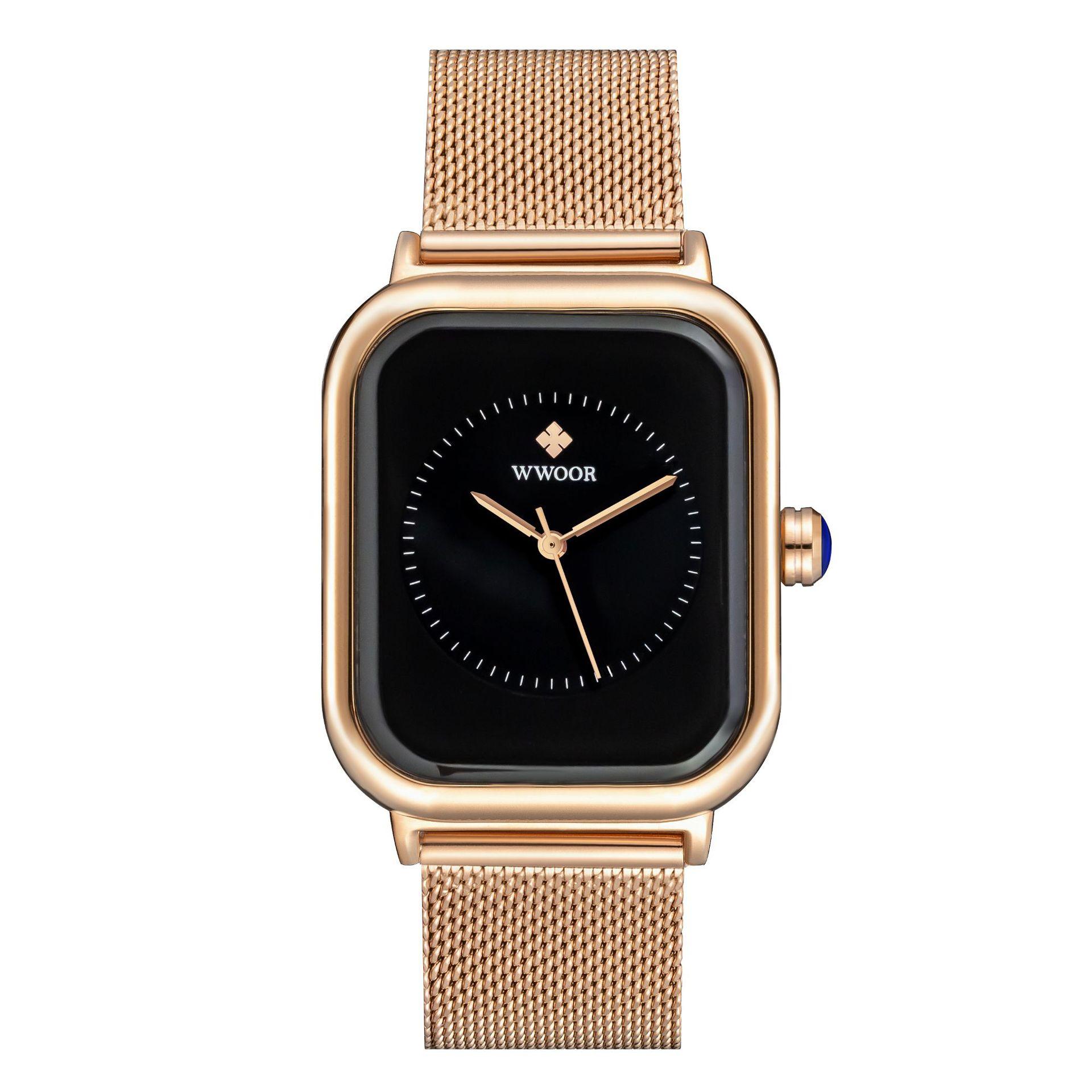 

WWOOR Новые модные классические женские часы Элегантные легкие роскошные квадратные кварцевые водонепроницаемые женские часы