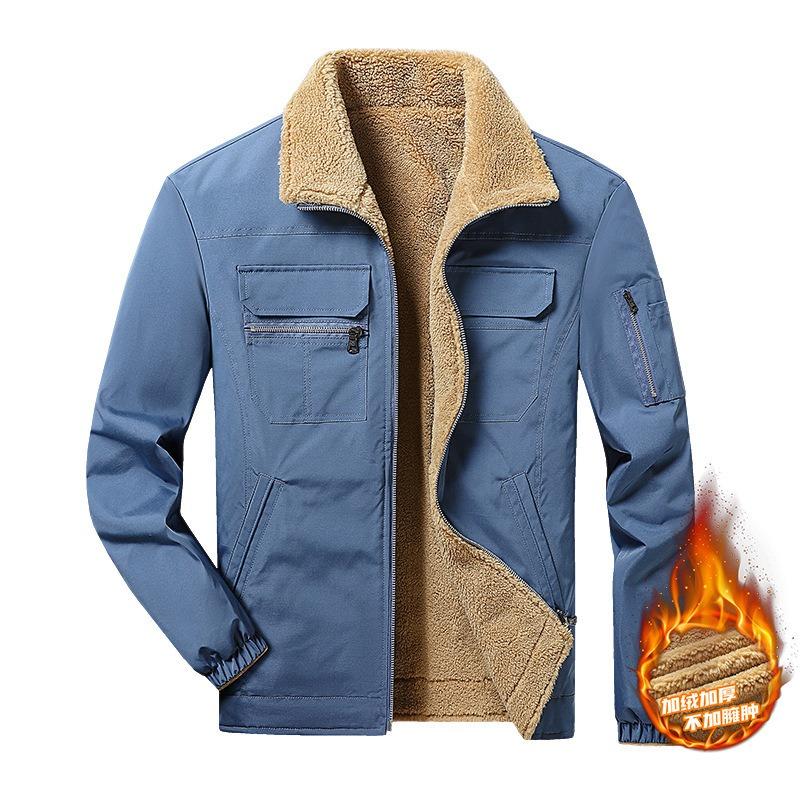 Lamb wool coat men's new autumn and winter piled thickened warm cotton jacket Lamb wool tooling cotton clothes