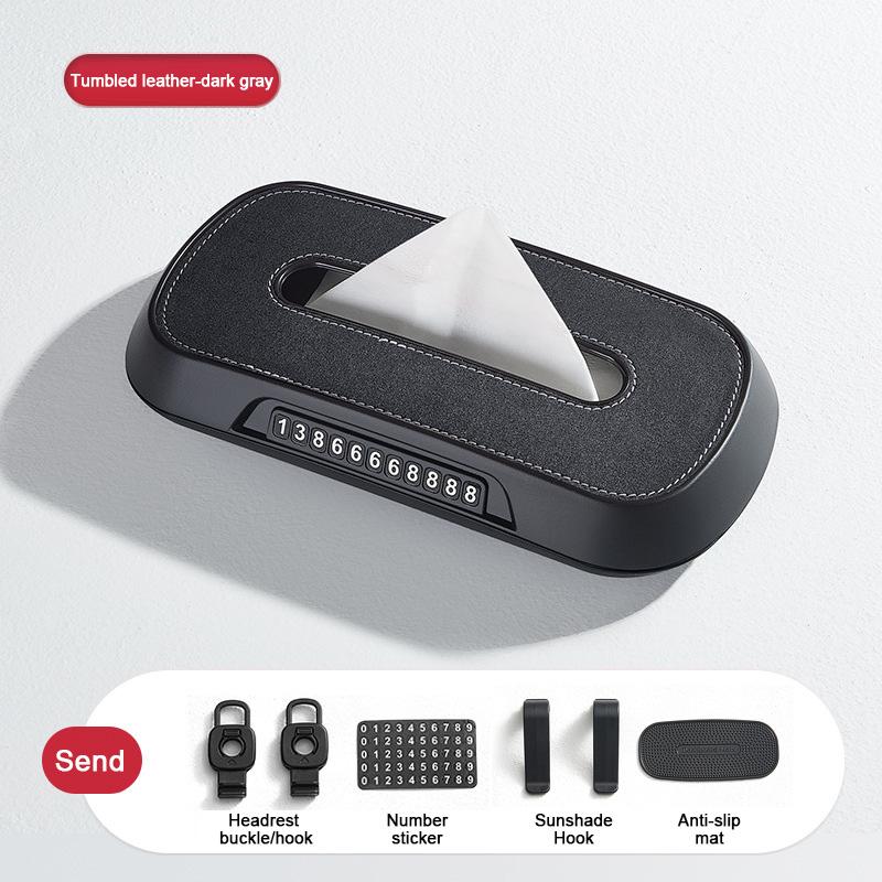 SEAMETAL Car Seat Back Tissue Box Sun Visor Organizer Seat Headrest Paper Towel Storage Box Dashboard Car Parking Number Plate