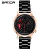Sanda TEMU Men's Waterproof Quartz Watch with Hollow Dial and Steel Band