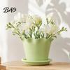 Flower Pot for Balcony Wavy Edge Planter with Saucer, Thickened Breathable Plastic Drainage Holes, Modern Plant Indoor Outdoor Plants Round
