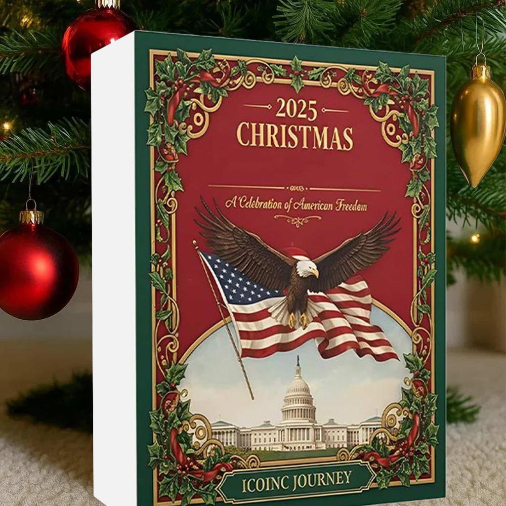 Advent Ornament Calendar 2025 24-Day 2d Pendant Advent Christmas Holiday US Landmarks Pendant Calendar For Window Door Tree Bag