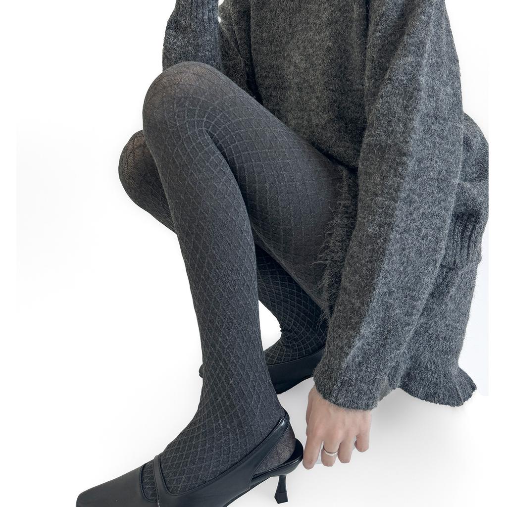New Winter Vintage Plaid Warm Women Tights Knitted Women Slim Stockings Versatile Pantyhose Skinny Leggings Basic Warm Stockings