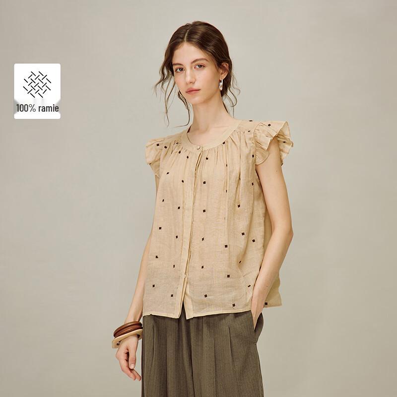 

INMAN Women s French Ruffle Sleeveless Top