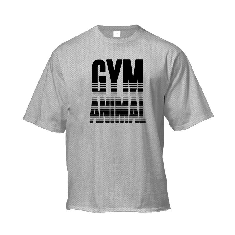 Muscleguys Gym Animal Running T-shirts Mens Oversized Drop Shoulders Half Sleeve T Shirt Summer Quick Dry Mesh Clothing Fitness Loose Shirt