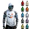 Men's Long Sleeve Hooded Sun Top with Color Block Raglan Sleeves Halloween Print