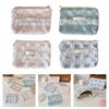 Elegant Floral Lace Trimmed Wallet Small Storage Bag Polyester Stylish Lightweight Carryall For Coin Accessories