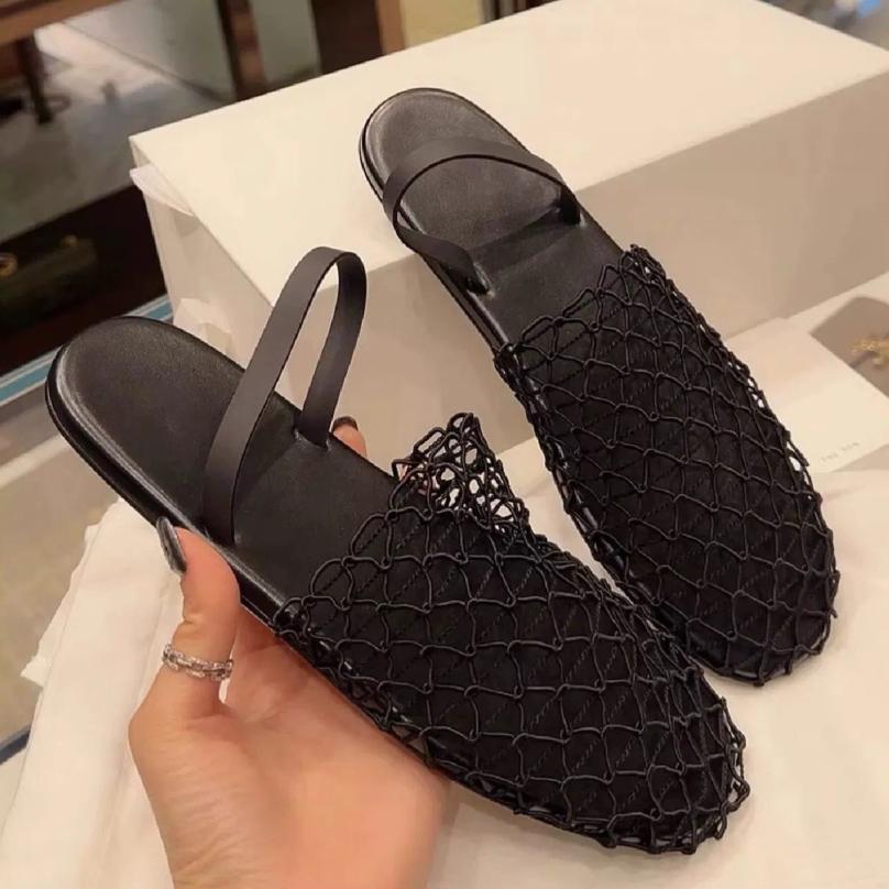 Fashion 2024 New Beach Shoes Comfort Retro Female Flat shoes Summer Mesh Hollow Sandals Women Flats Shallow slippers