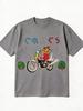2026 Cartoon Animal Motorcycle Graphic Tshirt Vintage Comic Style Front Print Casual Loose Short Sleeve Tee For Adults Teens