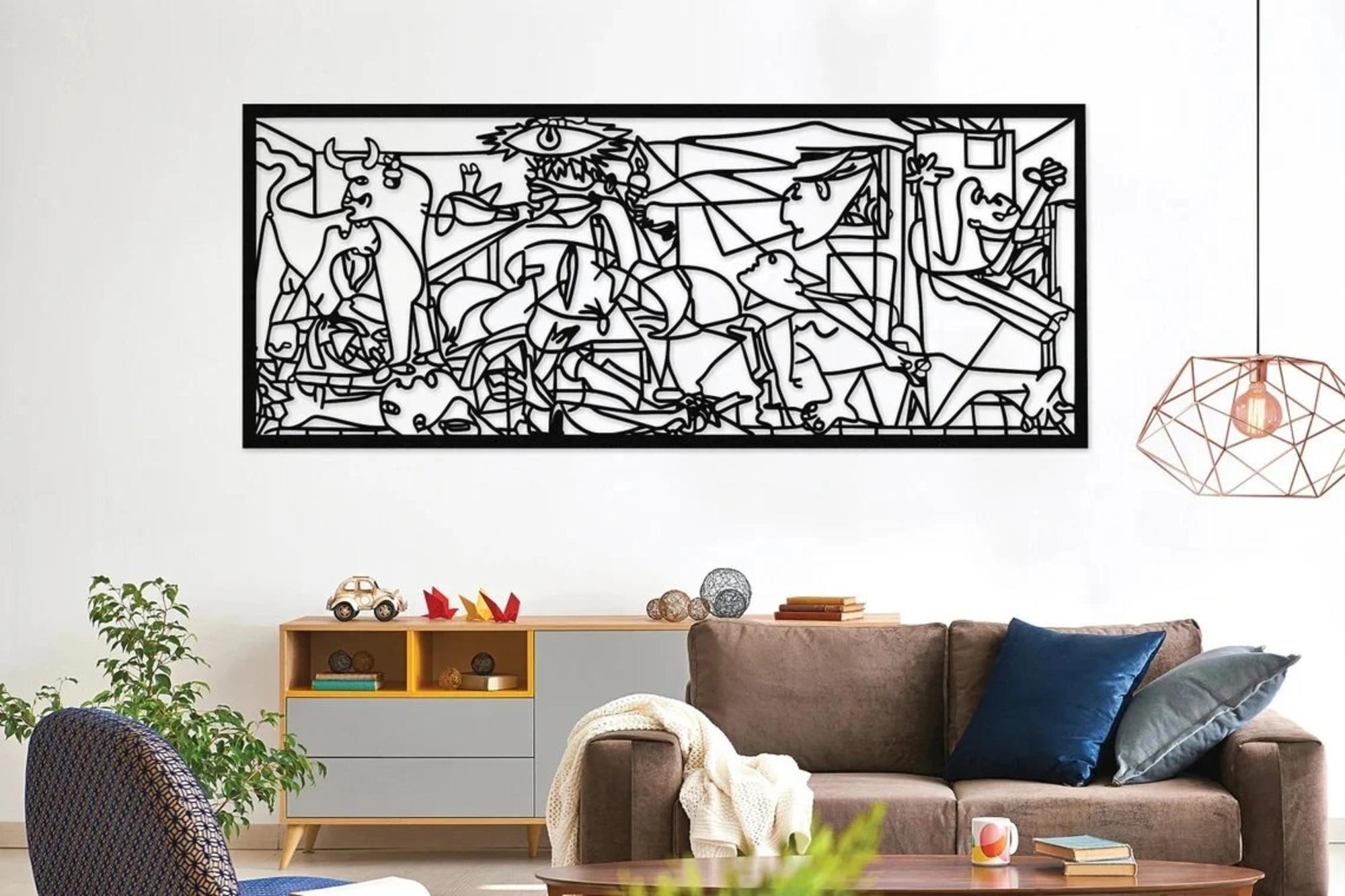 

Дуже великий металевий настінний малюнок Guernica від Etgdecor 49x20 чорний