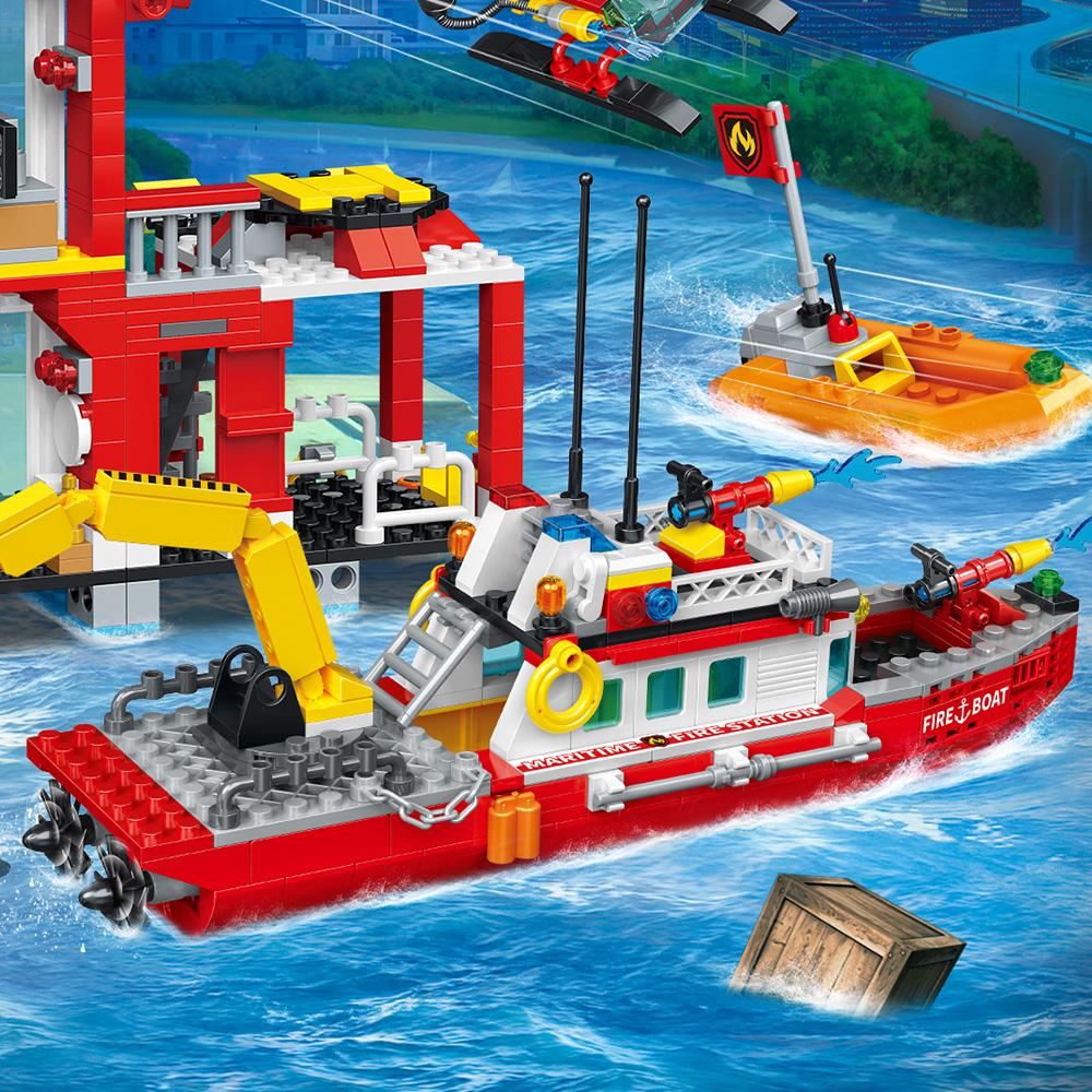City Oceans Fire Station Building Blocks Compatible with leg0 Fire Station Set, Gift for Sets for Boys Adult Bricks Toys Gifts