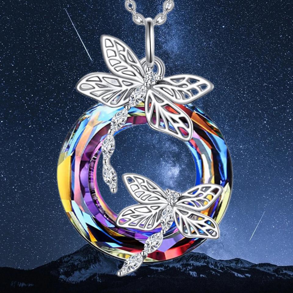 

Модное ожерелье с подвеской в ​​виде кольца с кристаллами