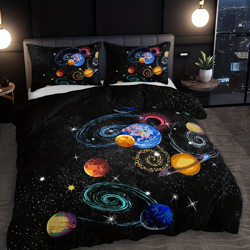 Galaxy Planet Duvet Cover Set High Definition Print Home Dorm Room Bedding 1 Duvet Cover + 2 Pillowcases
