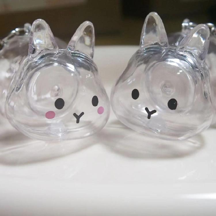 Functional Rabbit Shape Keepsakes Pendant Keychain Bunnies Hair Storage Box Clear Pet Furs Organizers Bag Charm Gift