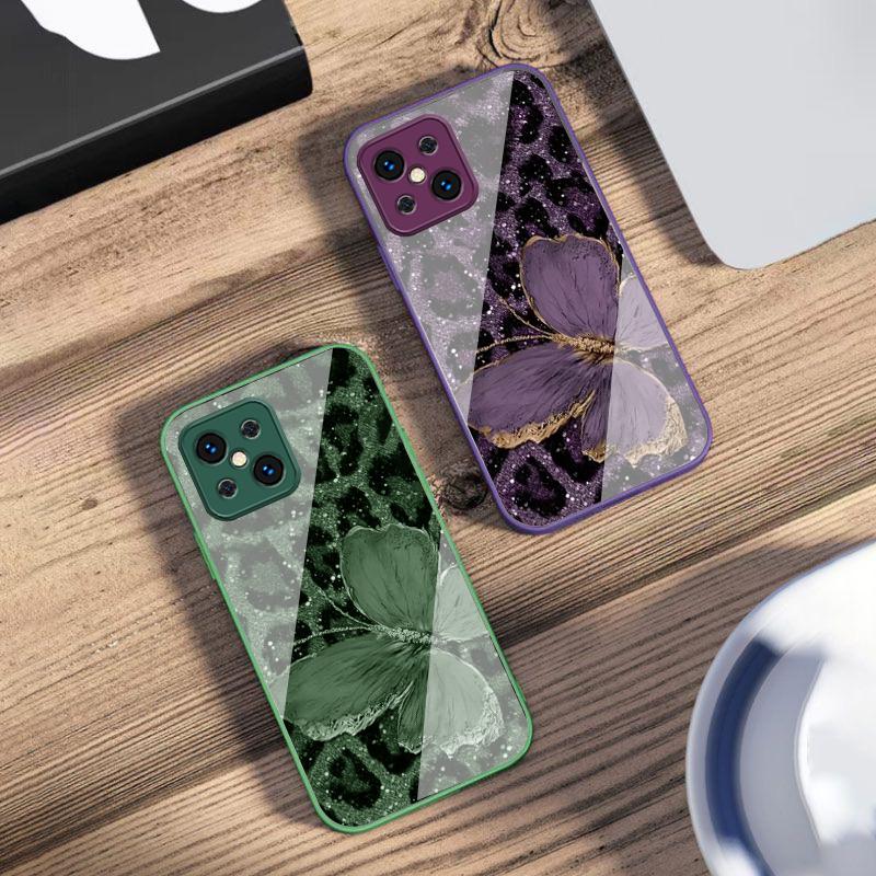 Fluture Violet Leopard Pentru Oppo Find X5 X8 Pro X3 Lite A72 58 73 54S F11 79 Reno 6 4Z 5G Nord N200 Carcasă Telefon din Sticlă Călită