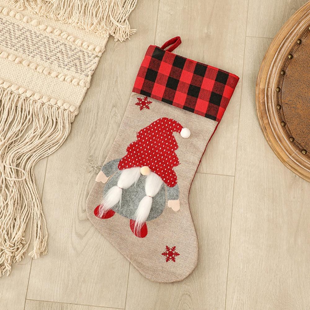 Christmas Stockings with Santa Claus Gnome Decoration Xmas Stockings Gift Bag for Xmas Tree Family Christmas Ornaments