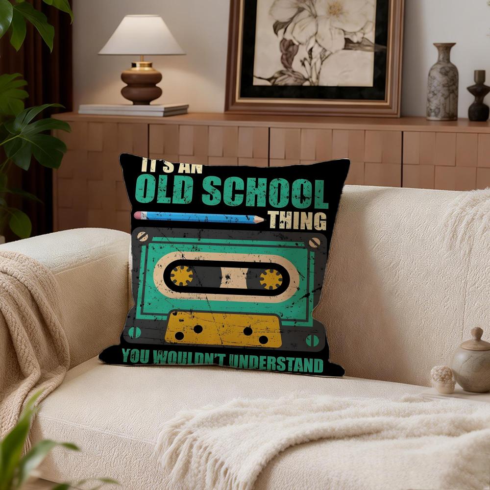 Music Tape Print Cushion Cover Cushion Cover Set 4Pcs 50X50 45X45 40X40 Pillowcase Decorative Sofa Home Decor