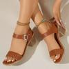 Fashion 2025 Fashion Buckle Strap Women's Sandals Summer New Open Toe Versatile Casual Plus Size Best Seller Comfortable Heeled Sandals