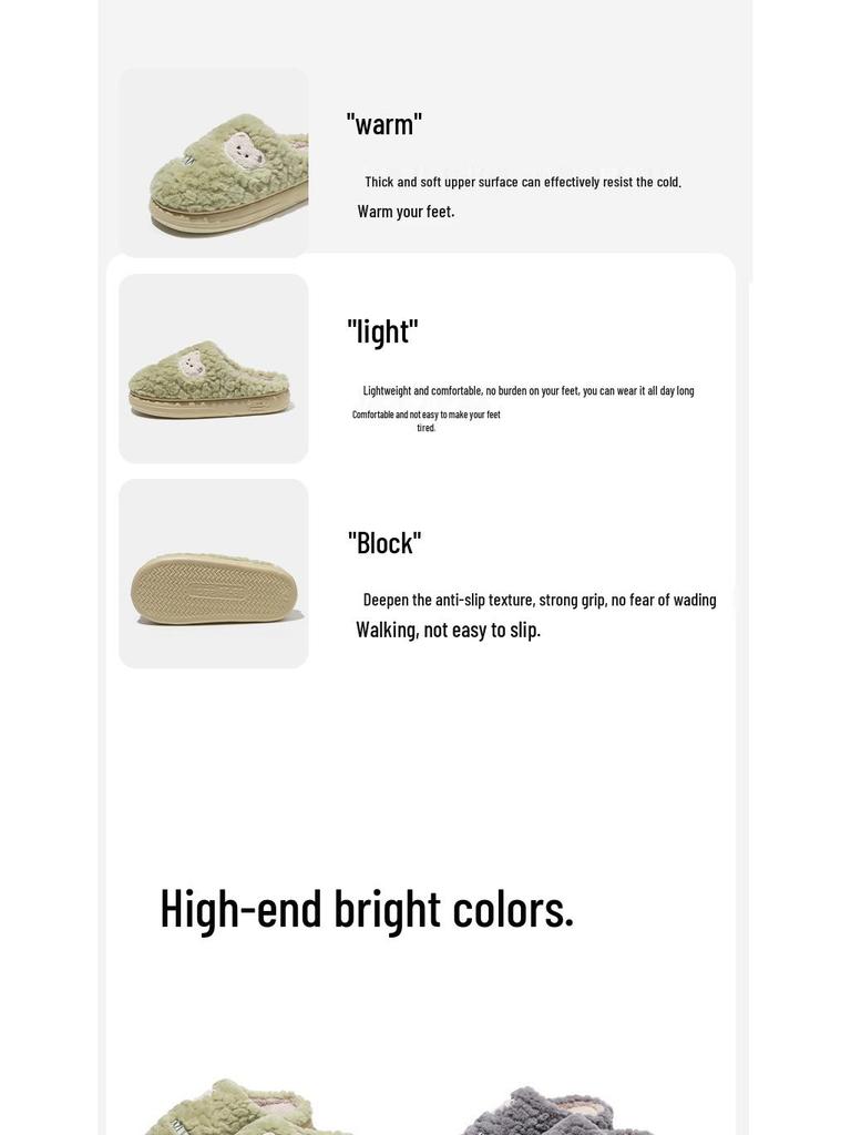 Winter Cartoon Fuzzy Slippers: Cute Plush Indoor Cotton Slippers for Women and Men