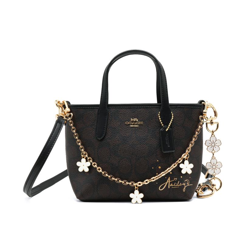 

COACH handbag [Customized bag] City 15 brand logo detachable shoulder strap crossbody shoulder hot stamping Lilac basic package (bag + dust bag) чорний