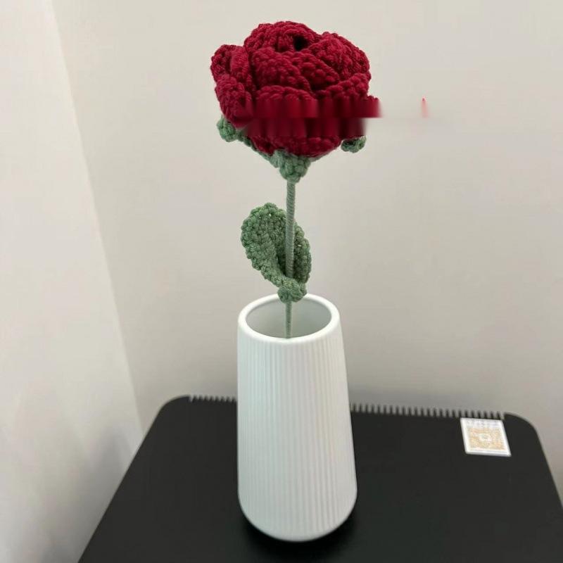 Crochet Rose Bouquet: TV Cabinet & Living Room Faux Floral Decor