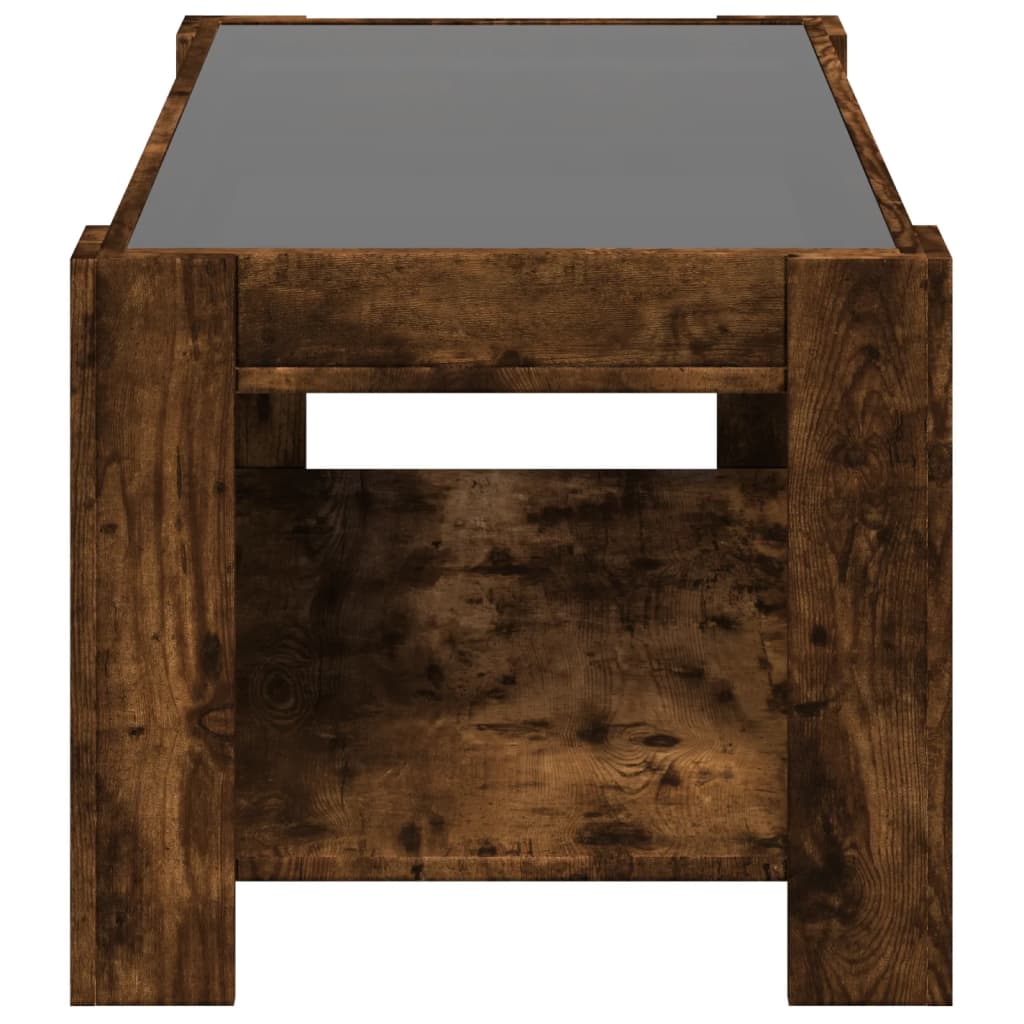 LED Coffee Table Smoked Oak 93 x 53 x 45 cm Wood Based Material