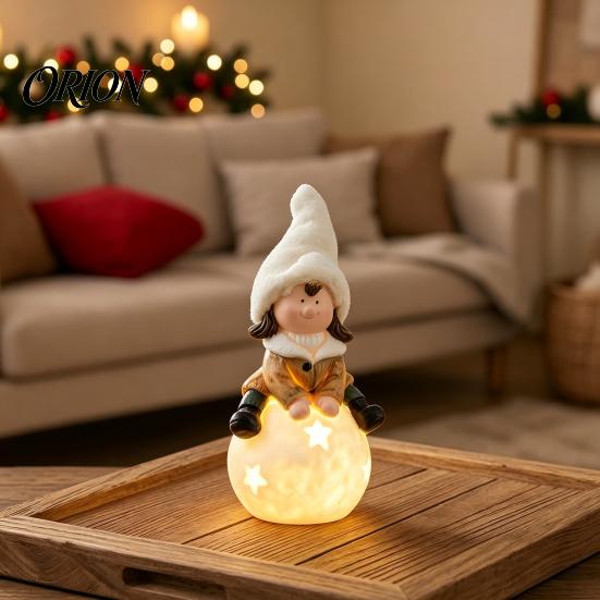 Unique Holiday Gift Ideas Christmas Luminous Ornament, Durable Resin with Warm LED Light Design, Whimsical Home Accents Add Festive Atmosphere