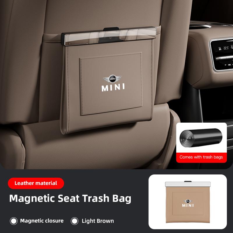 Key Chain Car Garbage Bag Waterproof Magnetic Trash Can Back Seat PU Leather Storage Box For Mini One JCW F54 F55 F56 F57F60 R55 x5