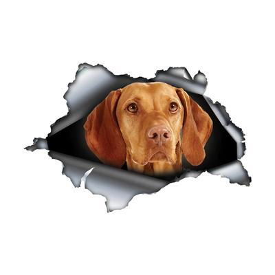 Vizsla 3D Break the Wall Car Sticker, Waterproof Vinyl Material Accessories, Interesting For Cars, Trucks, Motorcycles, Walls