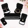 All Black Octagonal Velvet Jewelry Box for Rings, Pendants, and Bracelets Gift Set