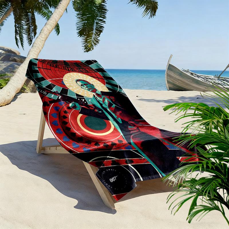 Espionage Elegance Casino Royale Beach Towel Soft Outdoor Camping Absorbent Bath Towel Outdoor Pool Towel Seaside Travel and Vacation Towels Printing